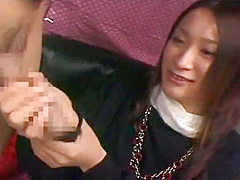 Japanese CFNM Japanese girl watches stranger jerk catches 3