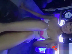 Photoshooted sexy asian race queen in too short miniskirt exposes her butt!