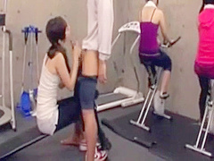 Japanese trainer gets erection at the gym