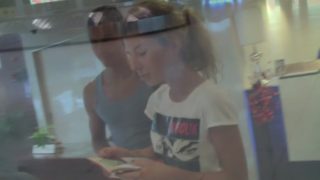 Blowjob in front of mirror