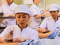 Japanese nurse slurping cum out of horny pecker