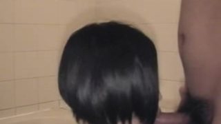 Short-haired Korean woman gets slammed in the bathroom