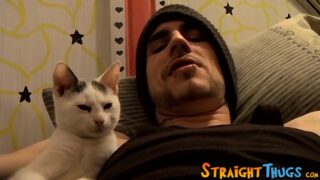 Straight Tattooed Dude Smokes Cigars While Jacking Off