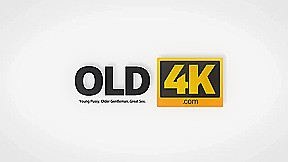 OLD4K. Fat bald dad makes teen cutie the happiest girl in the world