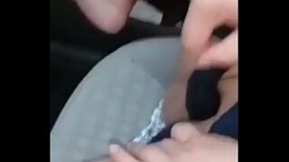 Asian wife mastrubate in car